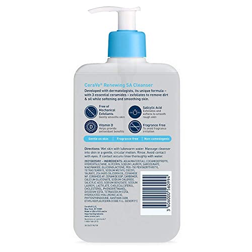 CeraVe Renewing Salicylic Acid Cleanse, Face Wash Smooths & Softens Skin
