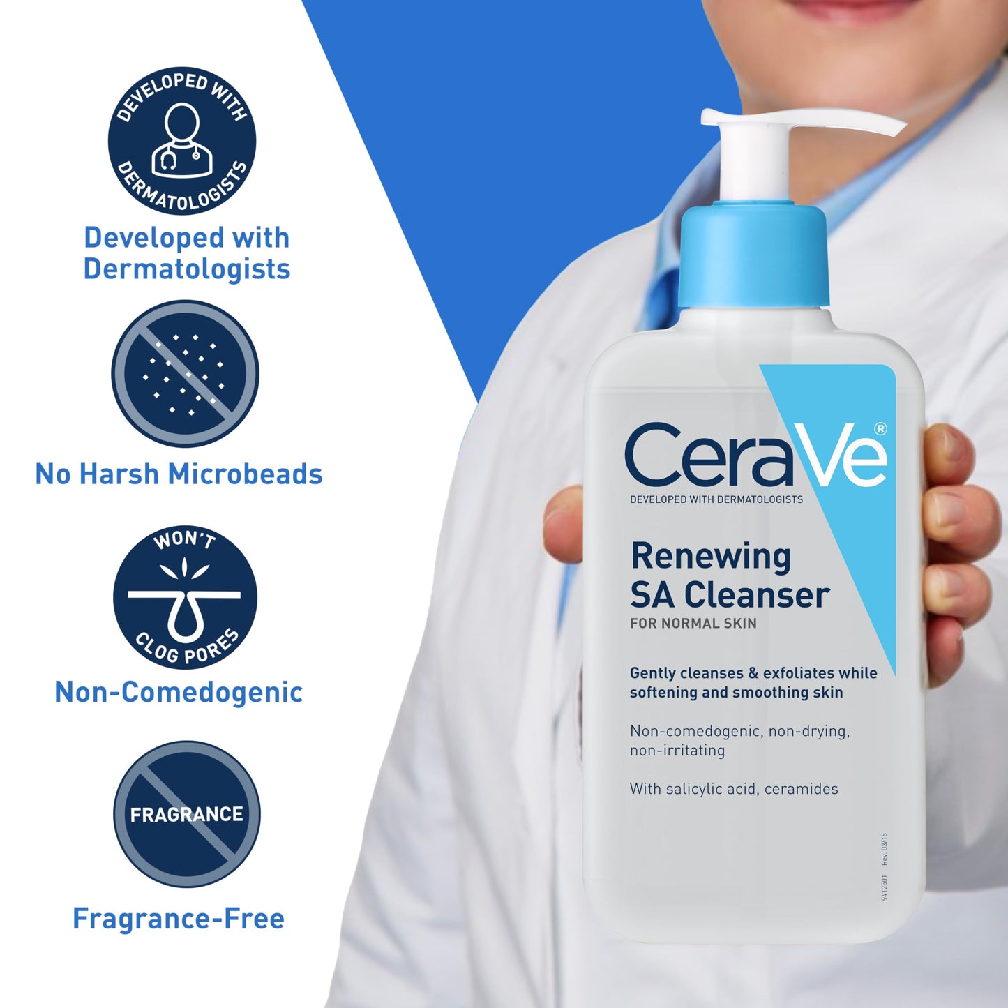 CeraVe Renewing Salicylic Acid Cleanse, Face Wash Smooths & Softens Skin