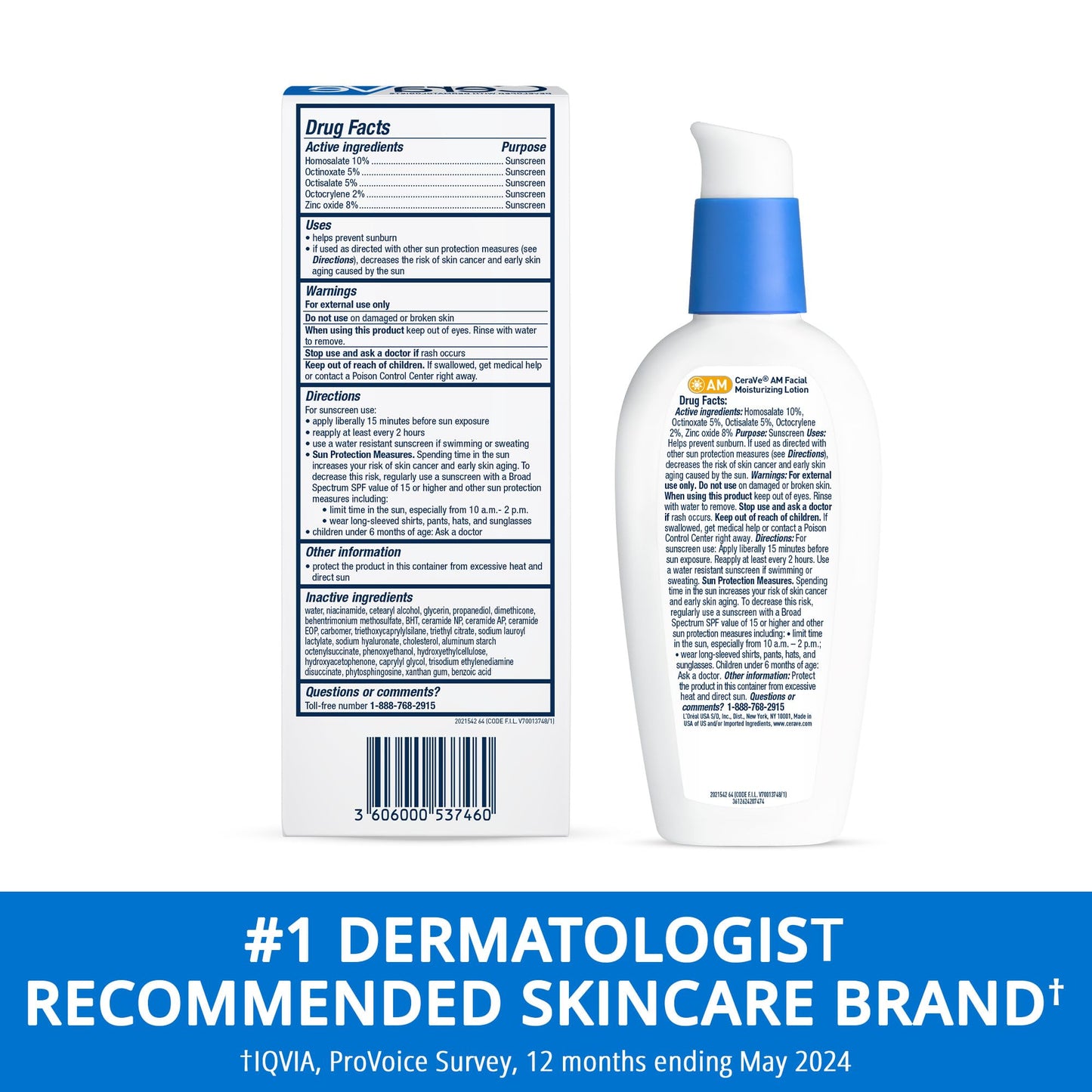 CeraVe AM Facial Moisturizing Lotion with SPF 30, Oil-Free Face Moisturizer with SPF